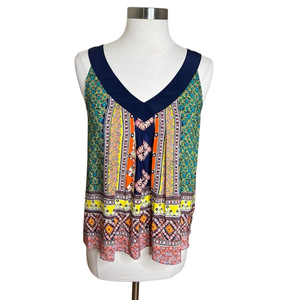 Anthropologie Maeve 100% Silk Tank Top Scarf Print Flowy Boho Womens 0
